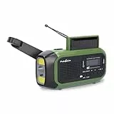 Notfallradio - Tragbare Ausführung - DAB+ / FM - Batteriebetrieben/Handkurbel/Solar Powered/Stromversorgung über USB - Wecker - Grün/Schwarz