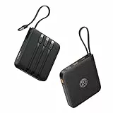 VRURC Power Bank 20000mAh mit Kabel Klein USB C Powerbank Schnelles Aufladen Mini Tragbares Ladegerät Externer Akku Klein und leicht mit 4 Ausgänge 3 Eingänge LED-Anzeige für iPhone Huawei Samsung usw