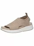CAPRICE Damen Sandalen flach weiches Fußbett Bequem, Beige (Sand Knit), 37 EU