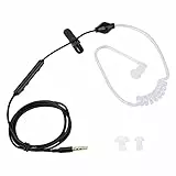 Vikye Kabelgebundene Headsets, 3,5-mm-Rauschunterdrückungs-Luftschlauch-Sicherheitshörer mit Mikrofon, Strahlungsschutz-In-Ear-Headsets, Passend für IOS für Android(Schwarze Linie weißer Schlauch)
