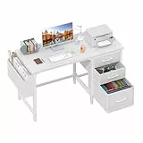 Lufeiya Schreibtisch mit 3 Schubladen Klein Schreibtisch weiß 120x50cm Computertisch mit Stauraum Bürotisch Für Wohnzimmer Office Mädchen