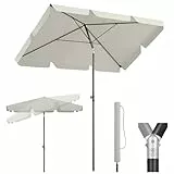 Sekey Sonnenschirm Balkon 2-in-1 SET | Rechteckig Sonnenschirm 200x125cm, UPF50+, GRS-zertifiziert | 6-Stärkstahl-Rahmen+ Sonnenschirmhülle für Balkon, Terrasse & Garten