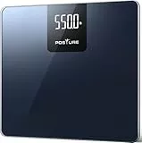 Posture Personenwaage, Digitale Körperwaage mit 250 kg Tragkraft, Hochpräzise Personenwaage mit Extrabreiter Plattform, Großem LED-Display und Robuster 8 mm Gehärteter Glasplatte für Zuhause