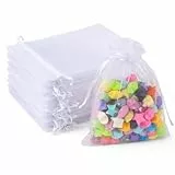 G2PLUS 100 Stück Weiß Organzasäckchen 10x15 CM: Geschenk Organzabeutel, Hochzeit Organza-Beutelchen mit Kordelzug Sie als Hochzeit Bonbonsbeutel, Schmuckbeutel, Geschenkbeutel