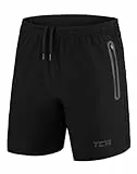 TCA Laufhose für Herren Kurz - Sporthose Herren Kurz - Kurze Sporthose mit Reißverschlusstaschen - Männer Sport Shorts - Gym Shorts - Sport Hose Männer - Running Shorts Men - Schwarz/Schwarz, M