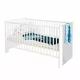 trendteam smart living - Pia - Kinderbett - Hellgrau/Weiß - Babybett mit 2 Bettseiten und höhenverstellbarem Lattenrost - (BxHxT) 78 x 83 x 143 cm - im modernen Stil