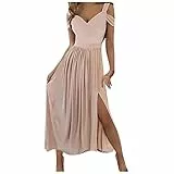 MICKURY Abendkleider Elegant,Kleider Für Hochzeit Kleider Zur Hochzeit Als Gast Kurze Abendkleider Blumenkleid Damen Mini Kleider Damen Sommer Abendkleid Mit Glitzer Damen(1-Rosa,S)