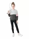 PATPAT Bekleidungssets für Mädchen: Teenager Sweatshirts mit Pants Set für Herbst Winter, Lässige Mode Kind Pullover Set Kinder Sport Geschenk, Graumelig 8-9 Jahre 128-134 CM