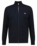 Gant Herren Casual Cotton Zip Cardigan Strickjacke, Schwarz, XL EU