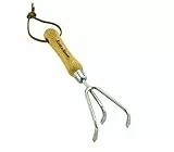Kent & Stowe 3 Zinken-Grubber – Handgrubber aus Edelstahl, zum Aufbrechen verhärteter Böden, Gartenkralle mit Stiel aus Eschenholz, Länge: 28 cm