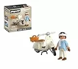 PLAYMOBIL | Cars | 80 Jahre Vespa: Classic Style | Cremefarbene Jubiläums‑Vespa mit Fahrer, Korb & Stickerbogen | Für Kinder ab 5 Jahren | 72283