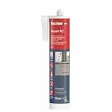 fischer Repair AC Reparaturmörtel, geruchsarmer Mörtel, witterungsbeständige Dichtmasse für den Innen- & Außenbereich, Kartusche für zahlreiche Anwendungen und Baustoffe, 310 ml, zementgrau