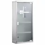 Zedelmaier Medizinschrank aus Edelstahl,Medikamenten Aufbewahrung,Medikamentenschrank 4 Fächer,Apothekerschrank,Badezimmerschrank,Hängend,Abschließbarer Medizinschrank,57 x 27 x 12 cm,Silber