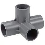 TOP-VIGOR 10 Stück 4-Wege-Winkel-PVC-Rohrverschraubung, 20 mm T-Eckbeschläge, 4-Wege-T-Rohrverbinder, rechtwinkliger Verbinder für Gartenwasserrohranschluss, Grau