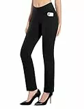 MOVE BEYOND Hose Damen High Waist mit Geradem Bein Stretch Hose Damen Für Yoga Business Sport Outdoor Training, Schwarz, X-Large