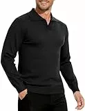 iClosam Pullover Herren Polo Langarm Strickpullover Strick Winterpullover mit Polo Revers Business Poloshirt Herren,Schwarz,S