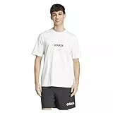 adidas Men's Essentials LINEAR Single Jersey Tee, White/Black, L