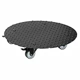 WAGNER Pflanzenroller Alaska Black Ø 38 x 7,5 cm I Blumenroller für Außenbereich + Innenbereich I Aluminium Noppenblech, schwarz I 2 Total-Feststeller I Tragkraft 150 kg I Made in DE - 20700601