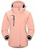 YSENTO Damen Wanderjacke Wasserdicht Outdoor Jacke Leicht Windbreaker Übergangsjacke Regenjacke Softshell Funktionsjacke(Rosa,XL)