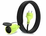 MutecPower 5m Schuko Verlängerungskabel für den aussenbereich IP44 H05RR-F3G 1,5mm² Outdoor verlängerung mit schutzkontakt buchse und schuko Steckdose 5 Meter schwarz/grün
