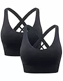 Heersan Sport BH Damen, Push up Sport Bra Ohne Bügel Crossback Seamless Starker Halt Sports Bra mit Abnehmbaren Gepolstert für Fitness Lauf Joggen Yoga