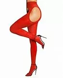 RSLOVE Sexy Strumpfhosen für Frauen - 80D Nylon Hohe Taille Strumpfhose für Damen Rot Einheitsgröße