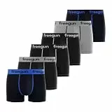 FREEGUN Unterhosen Männer rutschfest, Boxershorts Herren, Angenehm (6er Pack), Schwarz/Grau/Weiß/Blau, XL