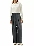 NANYUAYA Damen Hose Elegante Anzughose Lässig Business Hosen Hohe Taille Gerade Damenhose Weitem Bein Lange mit Taschen