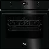 AEG Einbaubackofen – Serie 5 mit Ringheißluft: gleichmäßige Garergebnisse auf 3 Ebenen – Reinigung mit Wasserdampf – A – Elektronikuhr mit Timerfunktionen – Grillfunktion – Schwarz – BEE43511AB