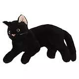 Toyvian Katze Plüschtier Katzenspielzeug, Schwarze Katze Gewichtetes Kissen Katzenkissen Plüschtier Schwarze Lebensechte Halloween-kuscheltiere für Kinder Weiches Stofftier Heimd für Heim Und Party
