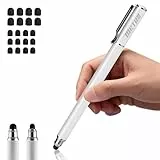 Styluslink 2 in 1 Tablet Stift mit Stiftclip, Handy Stifts für Alle Tablets mit 20 Gummispitzen, Eingabestifte/Handystifte zum Tippen für Jugendliche, Senioren Geeignet...(Weiß)