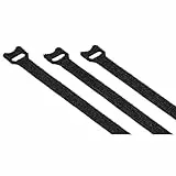 Kabelbinder Klett, 12x200mm, 20 Stück (Kabelbinder Set, wiederverwendbar, mit Klettverschluss, ideal zum Bündeln und Fixieren von Kabeln, Leitungen, Rohren, Schläuchen, waschbar) schwarz