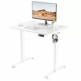 ERGOMAKER Elektrischer Höhenverstellbarer Schreibtisch 80x60cm (31.5'x23.6'), Höhenverstellbarer Tisch mit Spleißplatte (Weißes Gestell + Weiße Tischplatte)