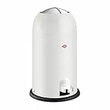 WESCO Kickmaster Junior Abfallsammler in der Farbe weiß matt, pulverbeschichtetes Stahlblech, eingebauter Dämpfer, 12 Liter Volumen, Kunststoff-Einsatz, Einwurfklappe