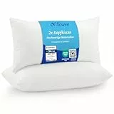 Flowen Kopfkissen 40x60 cm Kissen für Bett 40 x 60 2er Set Bettkissen Hypoallergene Anti-Milben Weiche Kissenfüllung mit Weicher Gesteppter Kopfkissenbezug 100% Polyester Schlafkissen
