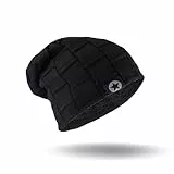 Lyivisk Winter Beanie Mütze Herren Damen, Leichte Thermo Strickmützen, Baumwolle Weiche Dehnbarer Bequeme Dünne Mütze, Unisex Dickes Warmfutter Wintermütze(Schwarz)