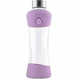 EQUA Active Plum Trinkflasche 0,5L - Glasflasche 550 ml mit Silikonhülle - Wasserflasche aus Borosilikatglas - Sportflasche Glas - Designflasche