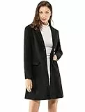 Allegra K Damen Wollmantel Revers Knopfleiste Wintercoat Mantel Schwarze S