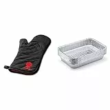 Weber 6472 Grillhandschuh, Größe universal, schwarz & 6415 Small 7-1/2-Inch-by-5-inch Aluminum Drip Pans, Set of 10