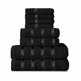 GC GAVENO CAVAILIA Handtuch-Set, ägyptische Baumwolle, Gesichtshandtuch, Badetuch, schnell trocknende und sehr saugfähige Handtücher, schwarz, waschbare Handtücher für Badezimmer, 8-teilig