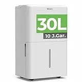 Woleix Luftentfeuchter elektrisch 30L, Entfeuchter elektrisch für Keller, Raumentfeuchter elektrisch 40dB für Räume bis zu 245m³/90m², mit Filter und 1M Ablaufschlauch, Timer, 10 J. Gar.