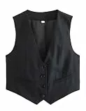 Happy Cherry Einfarbig Weste Damen Scheintaschen Oberbekleidung Weste Veste Pendeln Zum Arbeitstag Tägliche Anzug Weste Schwarz M-L
