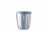 Mepal - Obst- & Gemüsetopf Ellipse - Obstbehälter - Ideal für Obst und Gemüse unterwegs - Obstbox mit Gabel & Sieb - Meal Prep Box mit Deckel - 600 ml - Nordic Blue