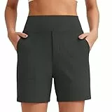 Generisch Sporthose Damen Kurz,Hoher Taille Elastische Kurze Radlerhose Damen Bauchweg Yoga Leggings Shorts Lässige Laufhose Kurze Hose Mit Taschen Für Training Fitness Running Gym