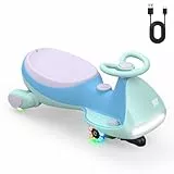 FanttikRide N7 Pro Kinder Elektroauto, Rutschauto mit Pedal, Typ C aufladbar Batterie Kinder Auto, 2 Geschwindigkeit Kippschutz Leuchtende Räder, Bluetooth, für Kind ab 3 Jahren, Gletscherblau
