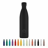 Cool Bottles - Trinkflasche aus Edelstahl - 750 ml - Mono Black - 30,5 x 8 cm -Thermische Kaltgetränke 36 Stunden und Heißgetränke 18 Stunden - Triple-Cool Technology - BPAFrei