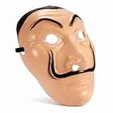 FASCHINFEVER Haus des Geldes Kostüm Set - 3 in 1 Set - mit Dali Maske, Overall rot Unisex, Gewehr Aufblasbar für Halloween, Fasching als Verkleidung für Herren & Damen (1x Maske)
