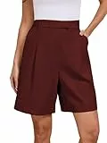Famulily Frauen Casual Baumwolle Elastische Taille Mittlere Länge Lose Bequeme Strand Shorts Versteckte Knopf Lounge Shorts Mit Taschen Wein L