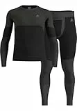 Odlo Herren Thermounterwäsche-Set Fundamentals Performance Warm, Shirt & Hose, Winter-Baselayer, Funktionsunterwäsche HEIQ-Mint (Black, XL)