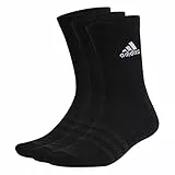 adidas Unisex Cushioned Crew Socks 3 Pairs, Black / White, 6.5-8
